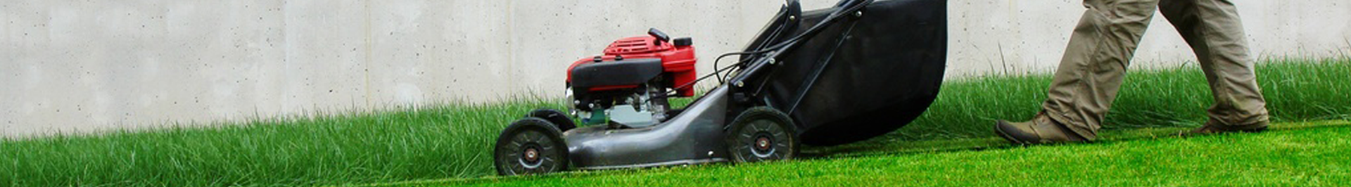 Local gardener mowing grass.